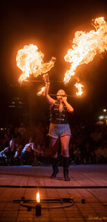 kaylie kreatrix fire double staff ottawa busker fest